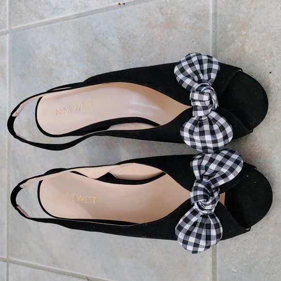New without tags lovely plaid open toe sandals Nine West - Picture 5 of 7